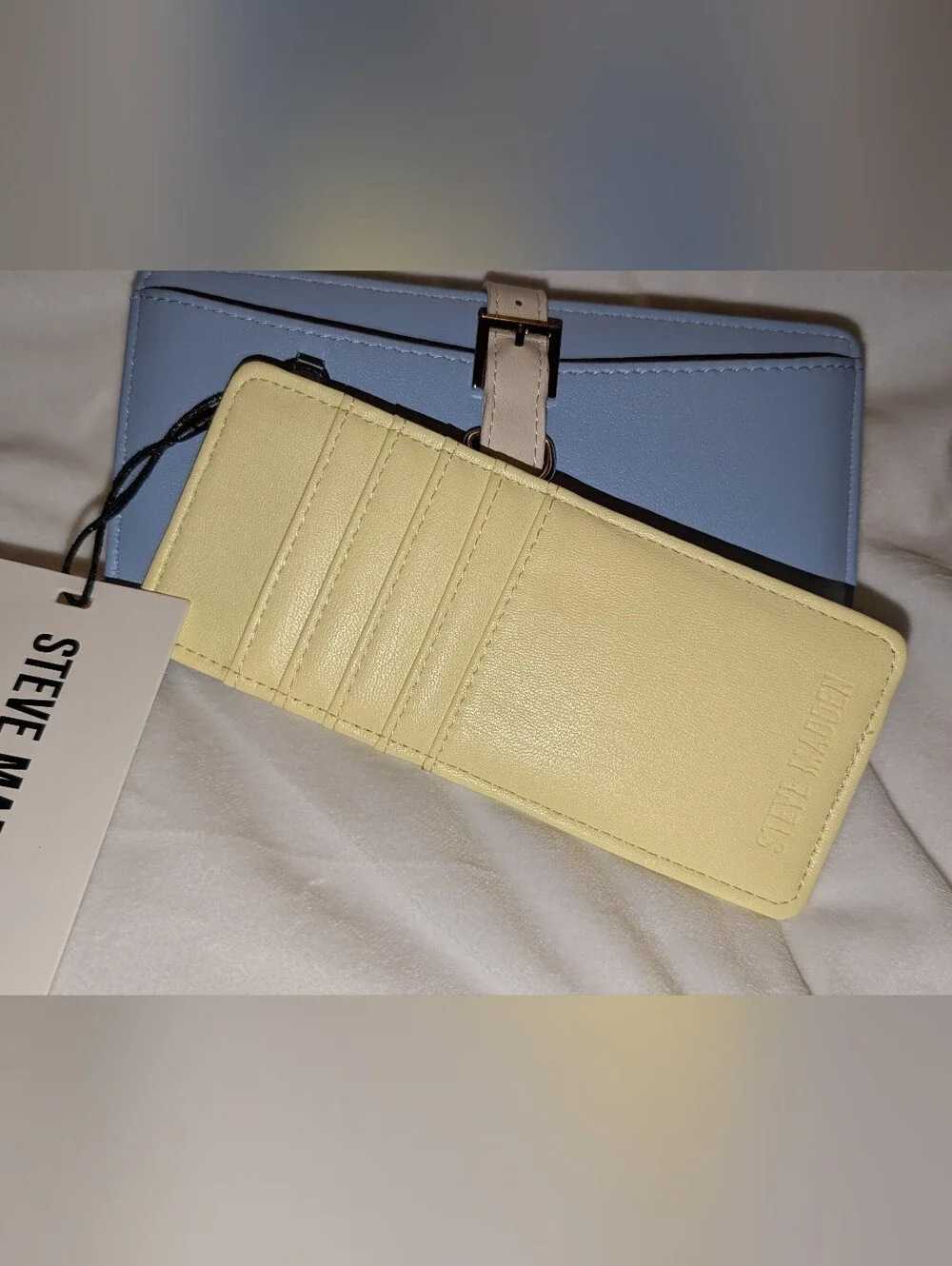 Steve Madden Wallet With Removable Card Holder Blue Yellow NWT